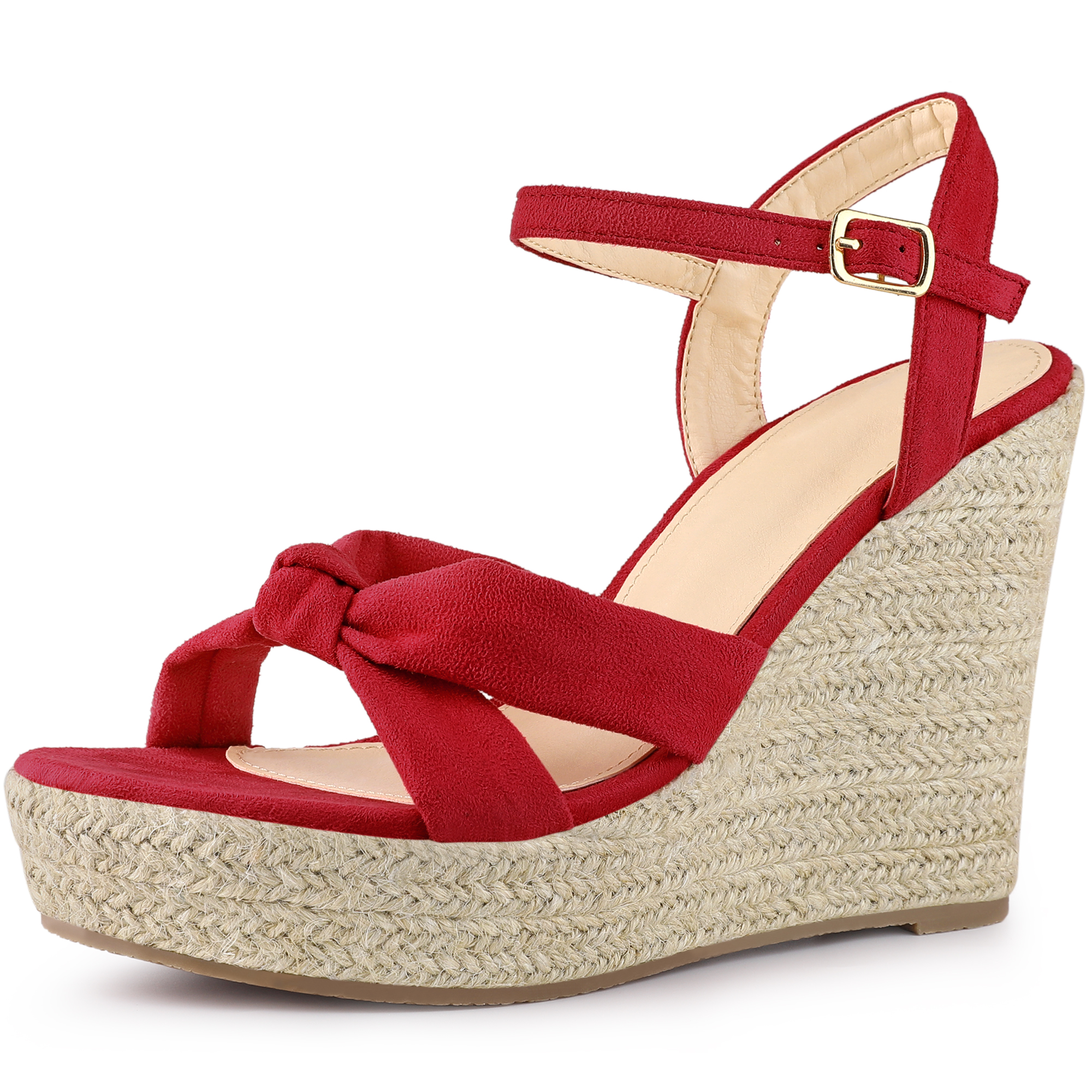 Women's Platform Slingback Espadrille Wedge Heel Sandals Red/6