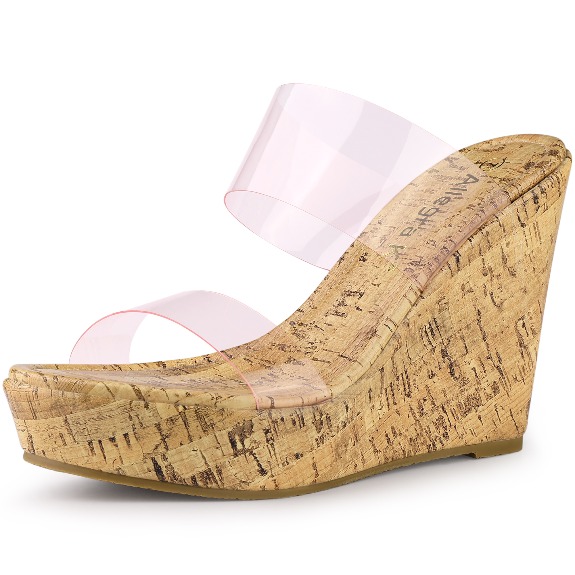 Clear Platform Transparent Straps Wedge Heel Sandals Transparent Pink/5.5