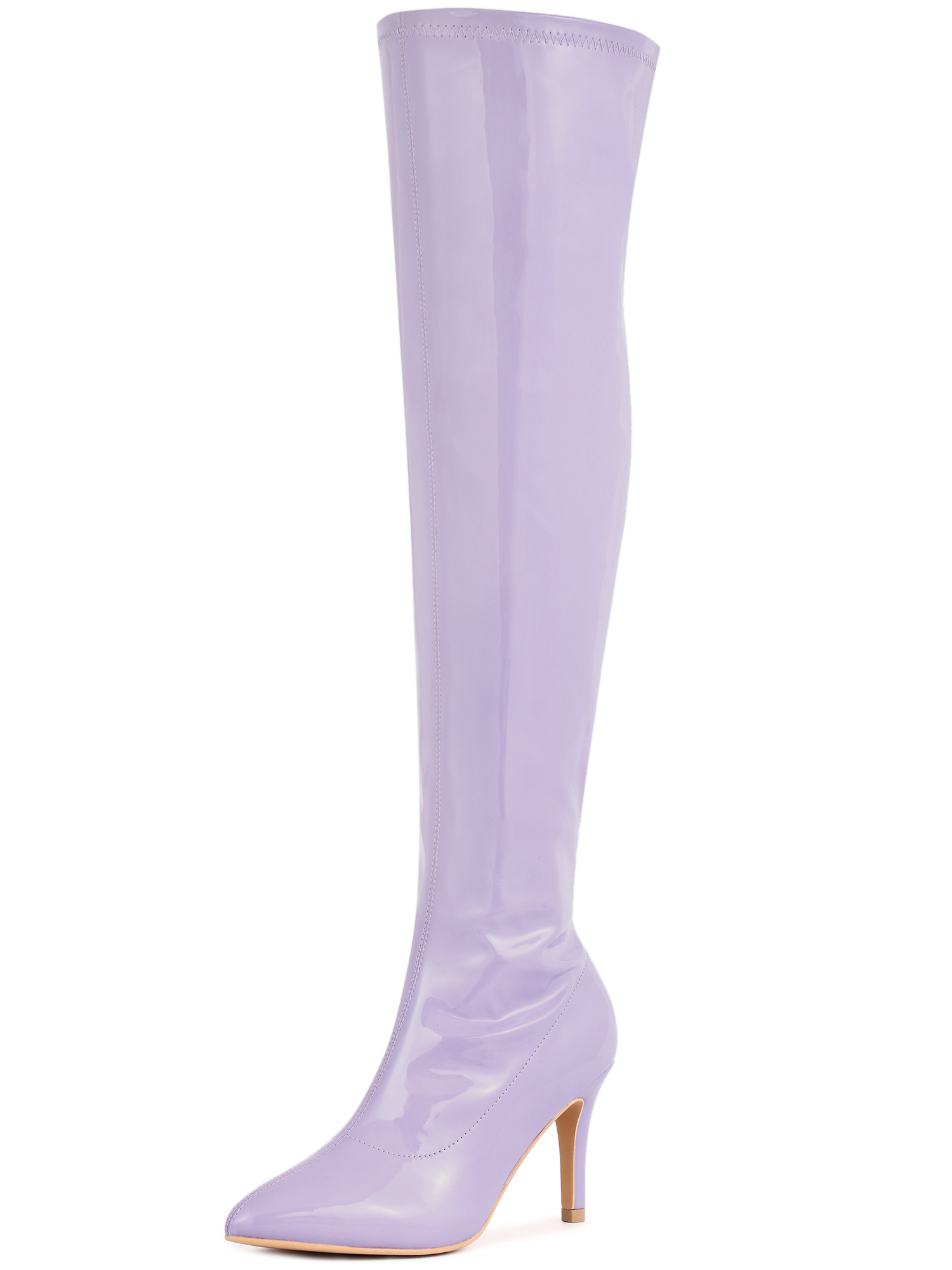 Pointed Toe Stiletto Heel Over The Knee High Boots Purple/6.5