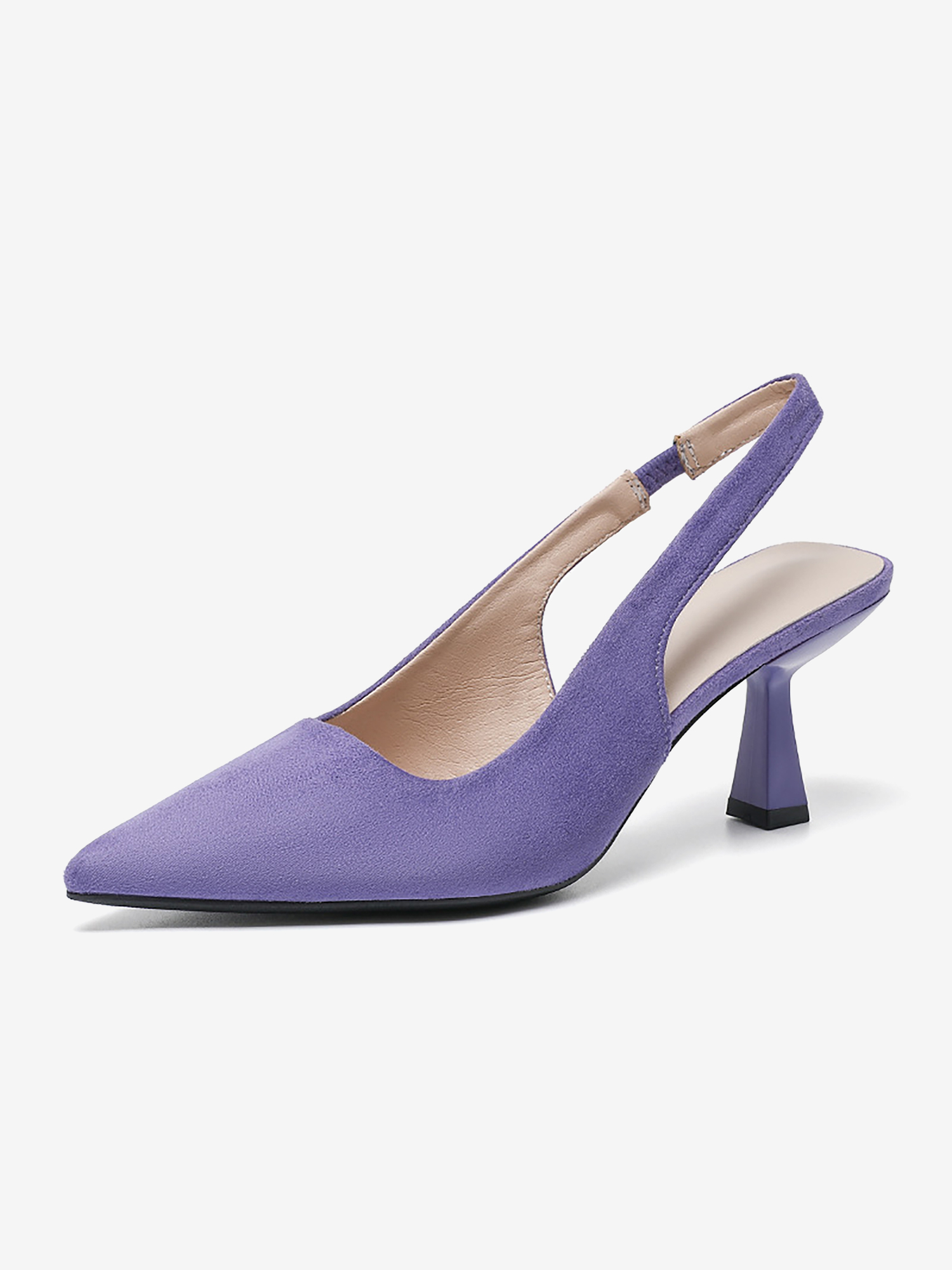 Pointed Toe Stiletto Heel Faux Suede Slingback Pumps Purple/9