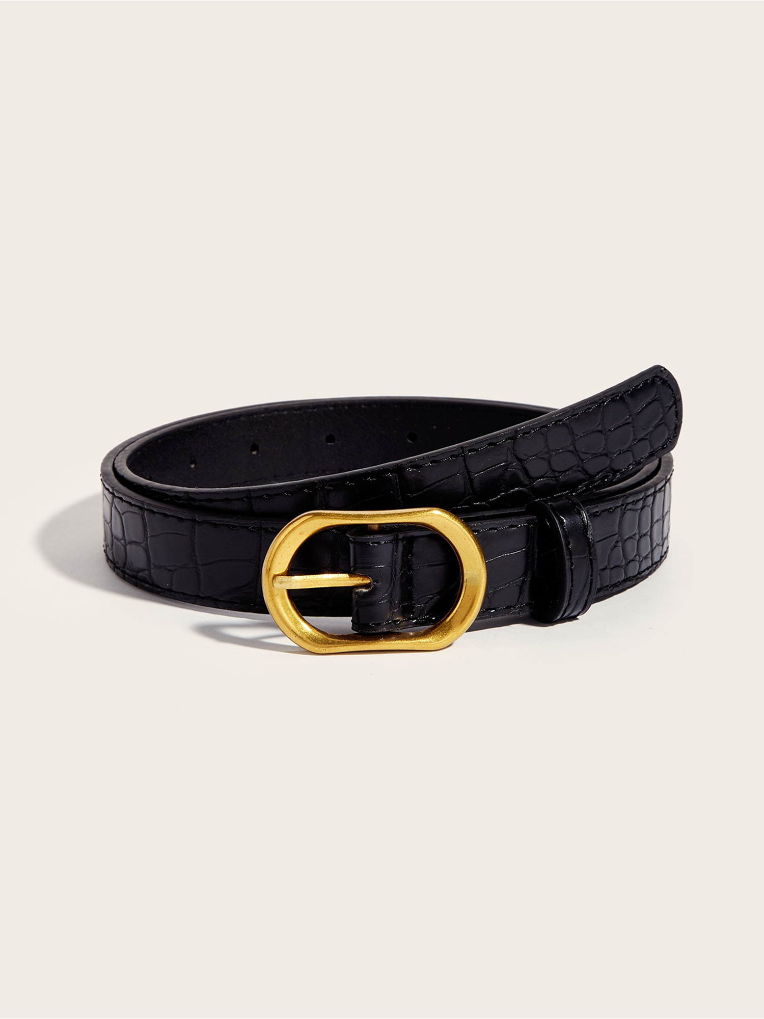 Women's Faux Leather Solid Color Buckle Belt Black/One Size