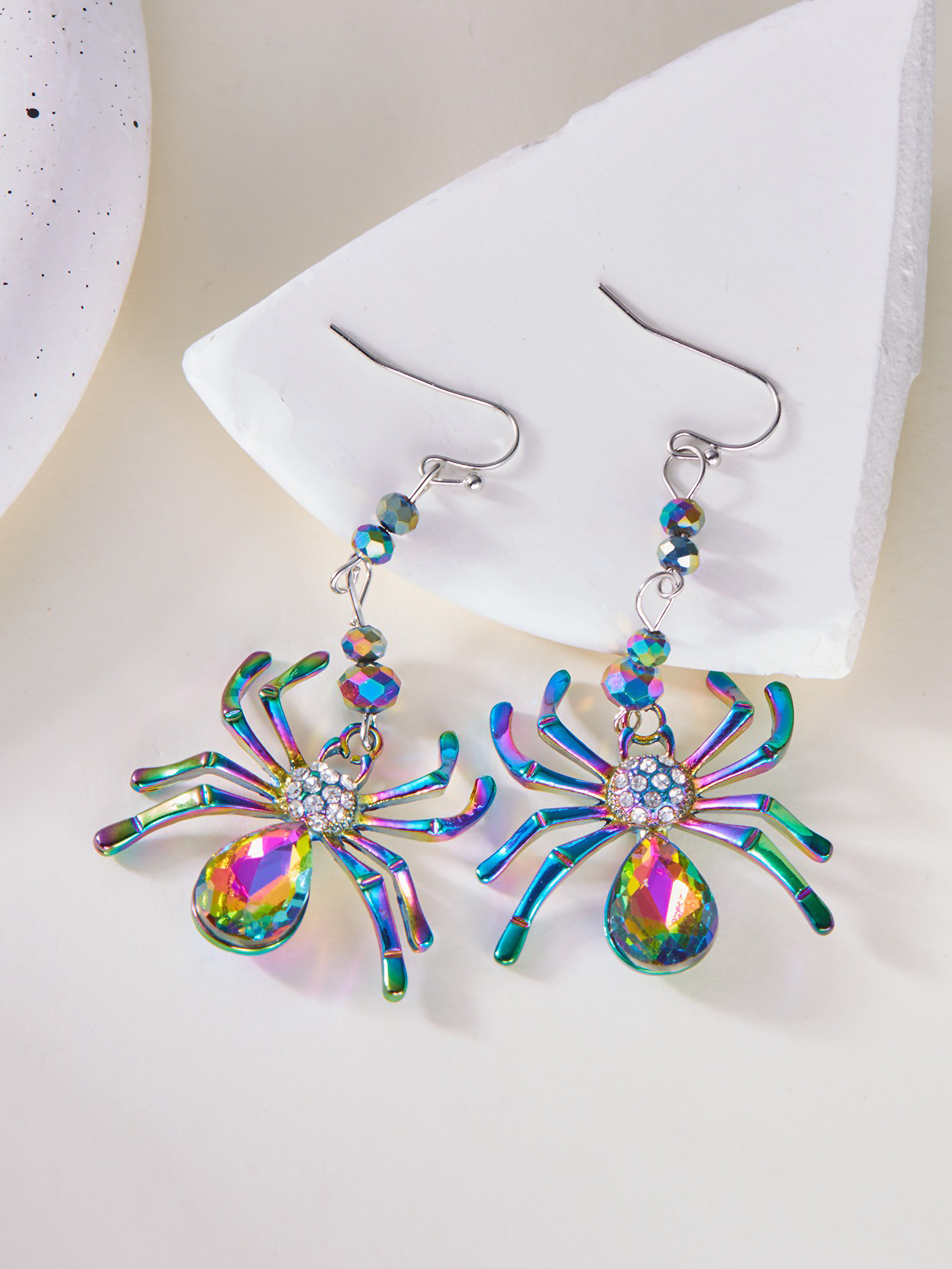 Halloween Colorful Spider Dangle Earrings Mixed Colors/One Size