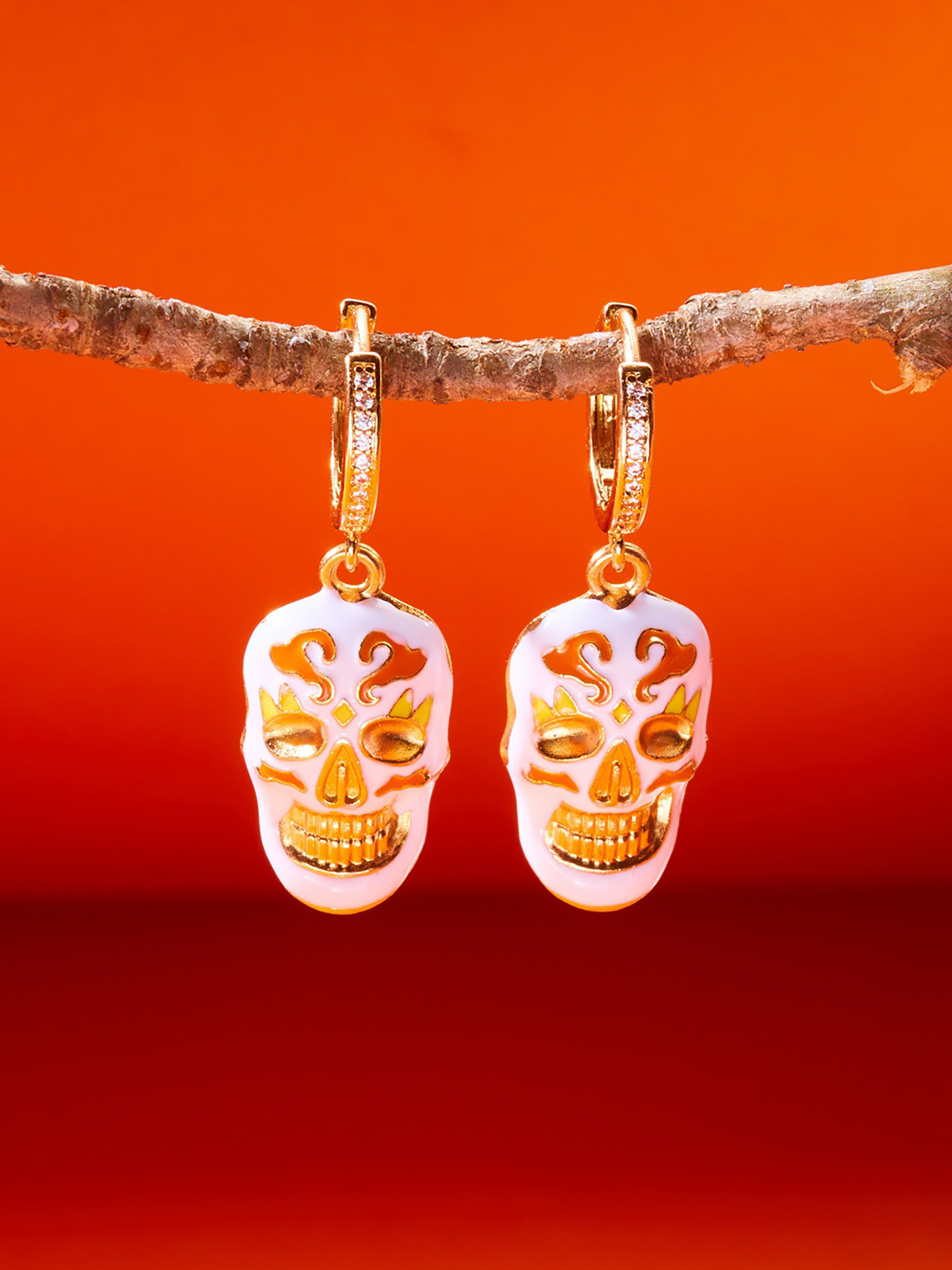 Halloween Style Faux Diamond Huggie Earrings White/One Size