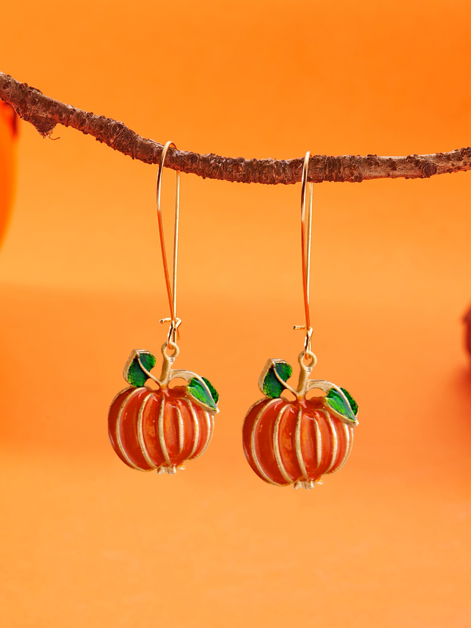 Halloween Style Pumpkin Candy Earrings Orange/One Size