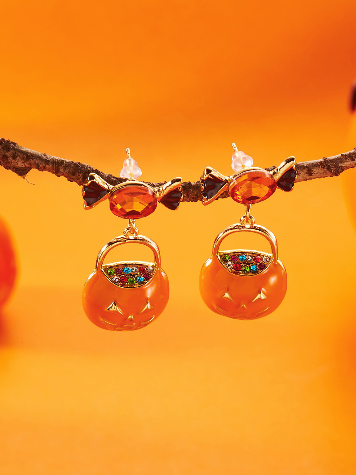 Halloween Style Pumpkin Candy Earrings Mixed Colors/One Size