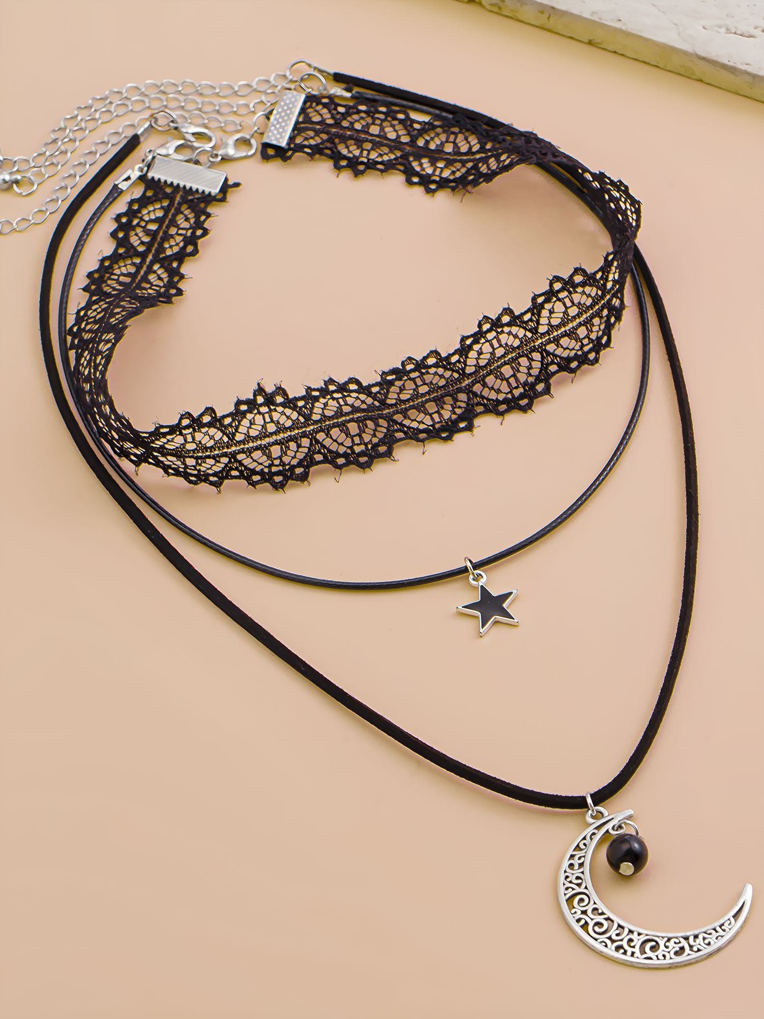 Halloween Gothic Multi-layered Lace Necklace Black/One Size