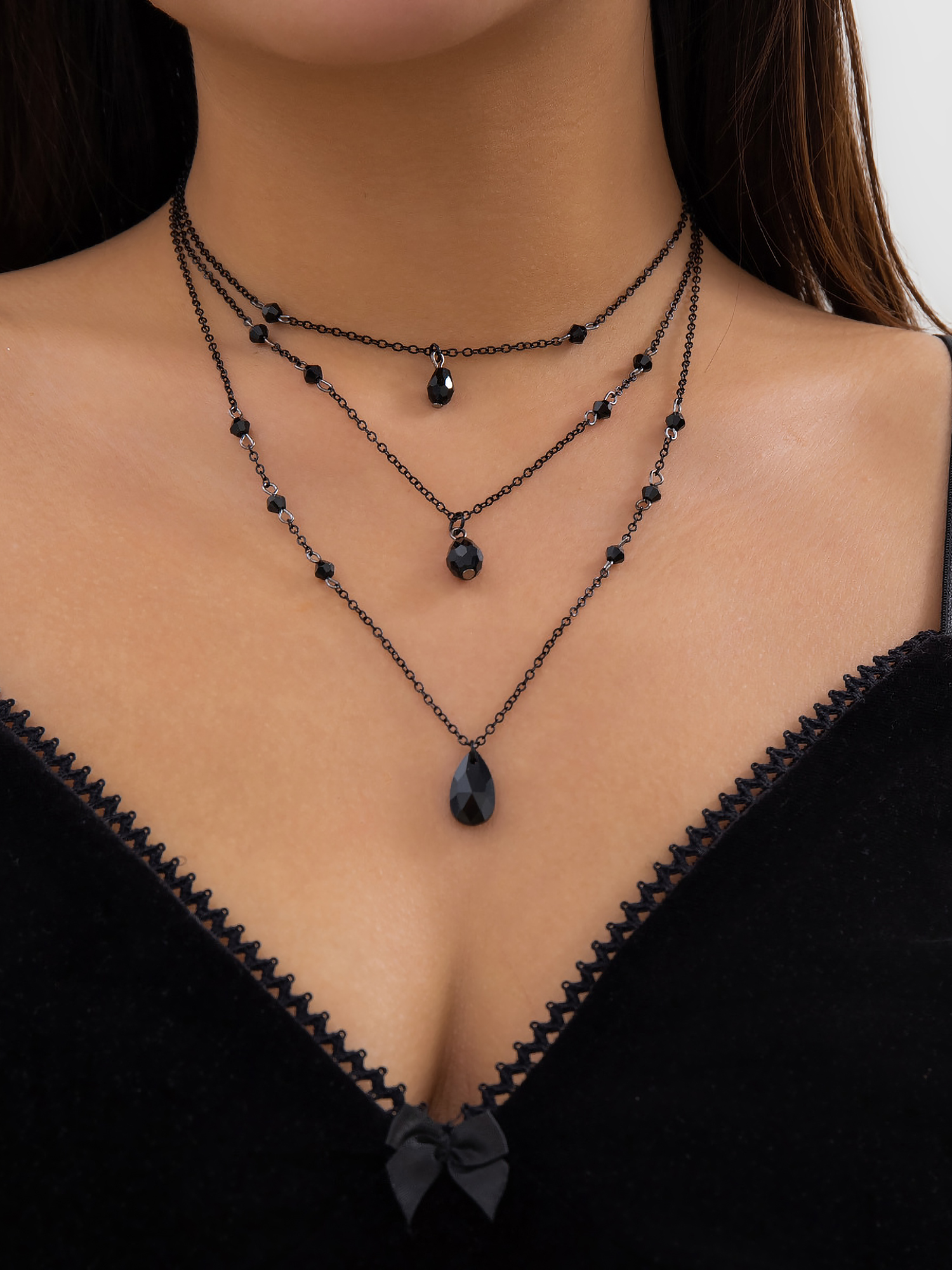 Halloween Gothic Alloy Multi-Layered Necklace Black/One Size
