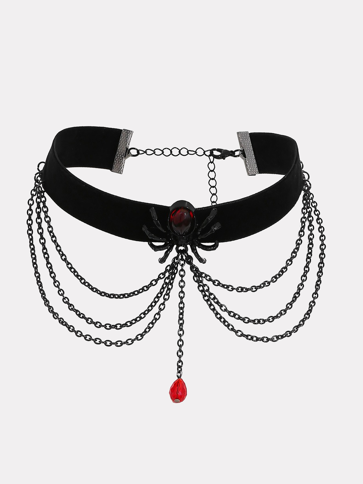 Halloween Spider Gothic Chain Choker Necklace Black/One Size