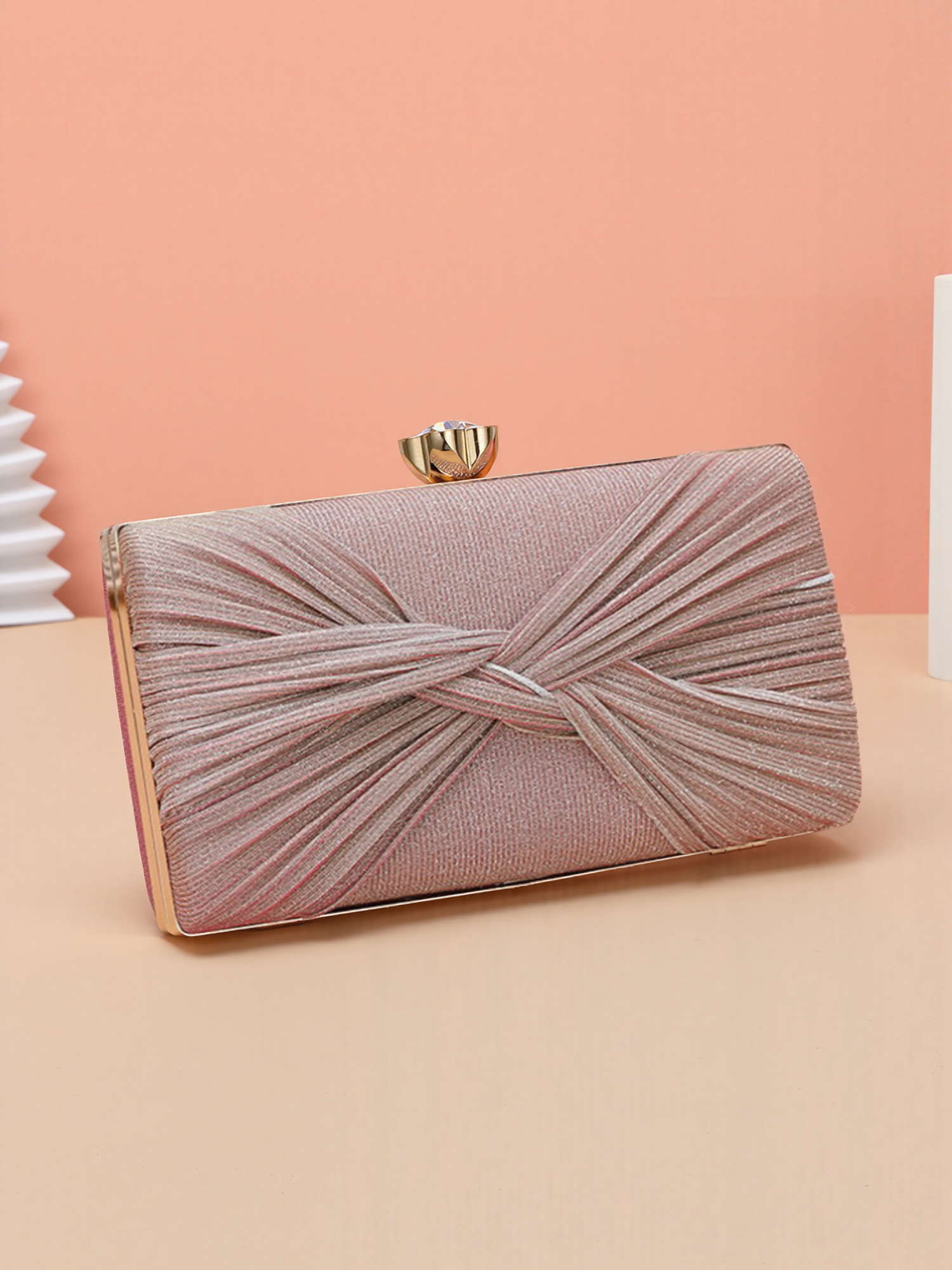Twist Knot Evening Clutch Bag Shoulder Bag Pink/M