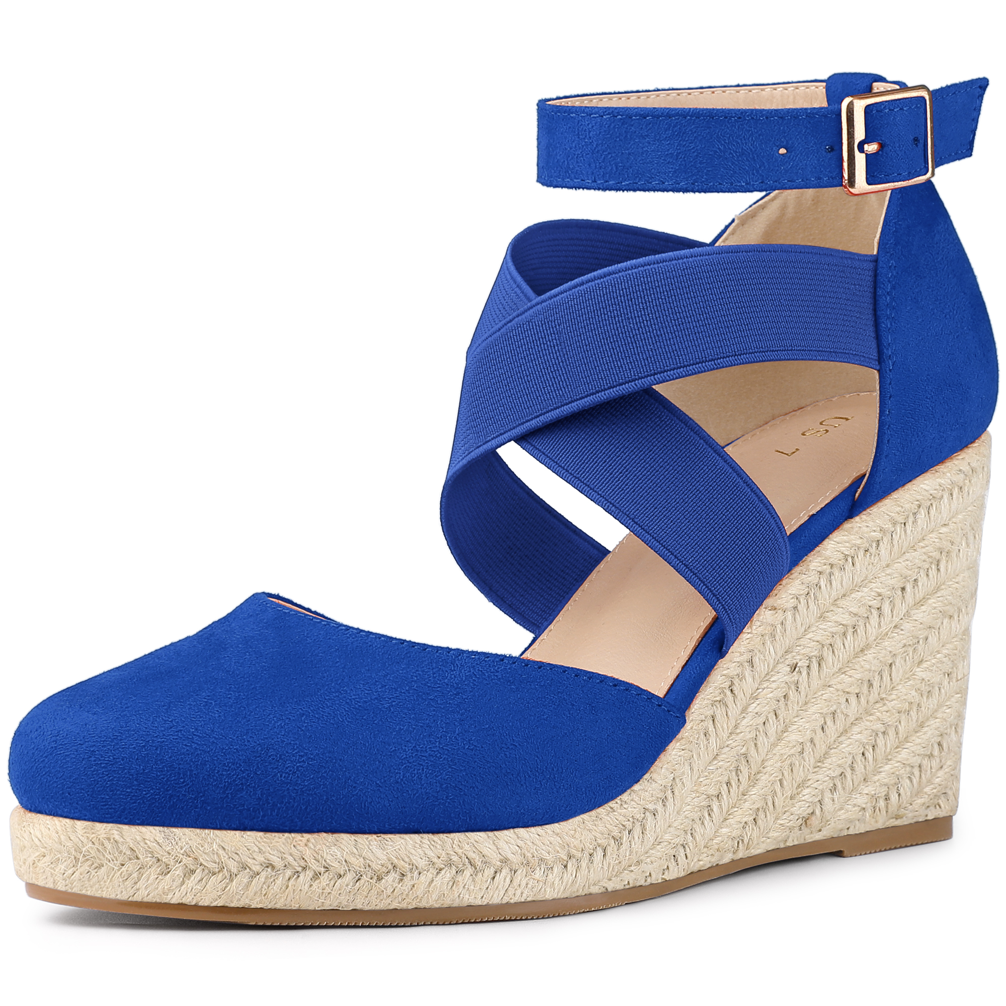 Women's Espadrille Platform Closed Toe Wedges Heel Sandal Royal Blue/9