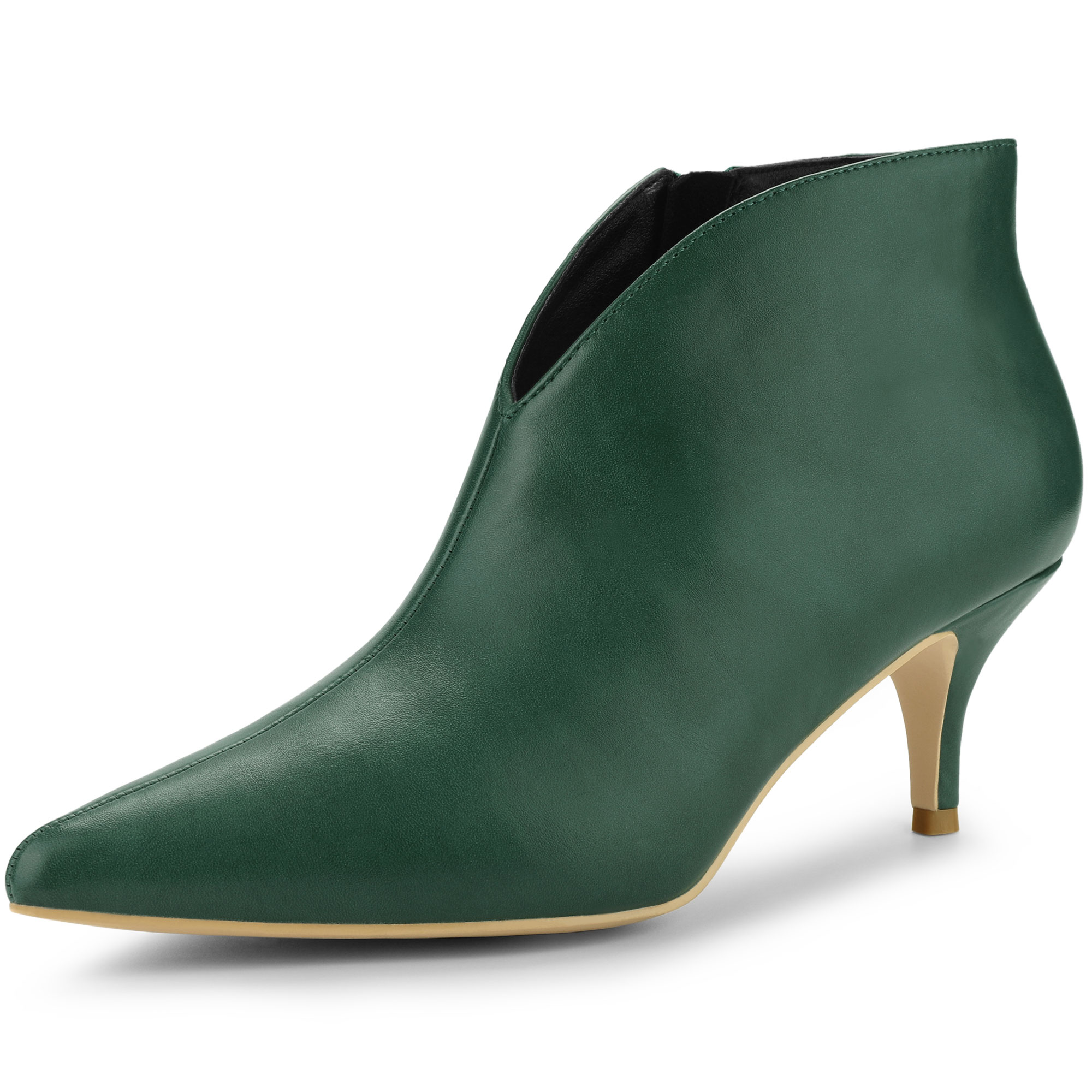 Cutout Pointy Toe Stiletto Heel Boots Ankle Booties Forest Green/5.5