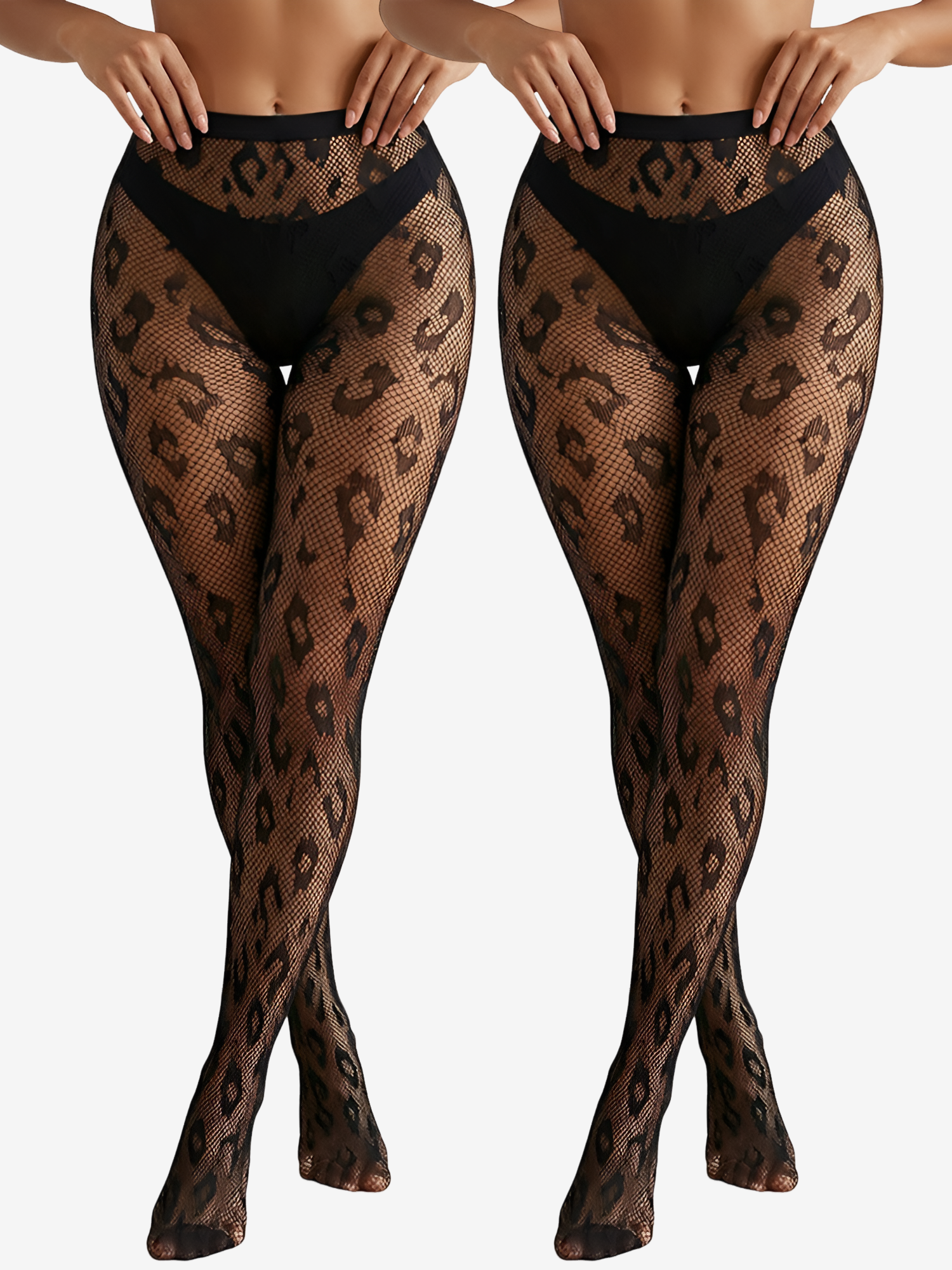 2 Pairs Sheer Halloween Leopard Fishnet Pantyhose 2 Pairs Sheer Halloween Leopard Fishnet Pantyhose
