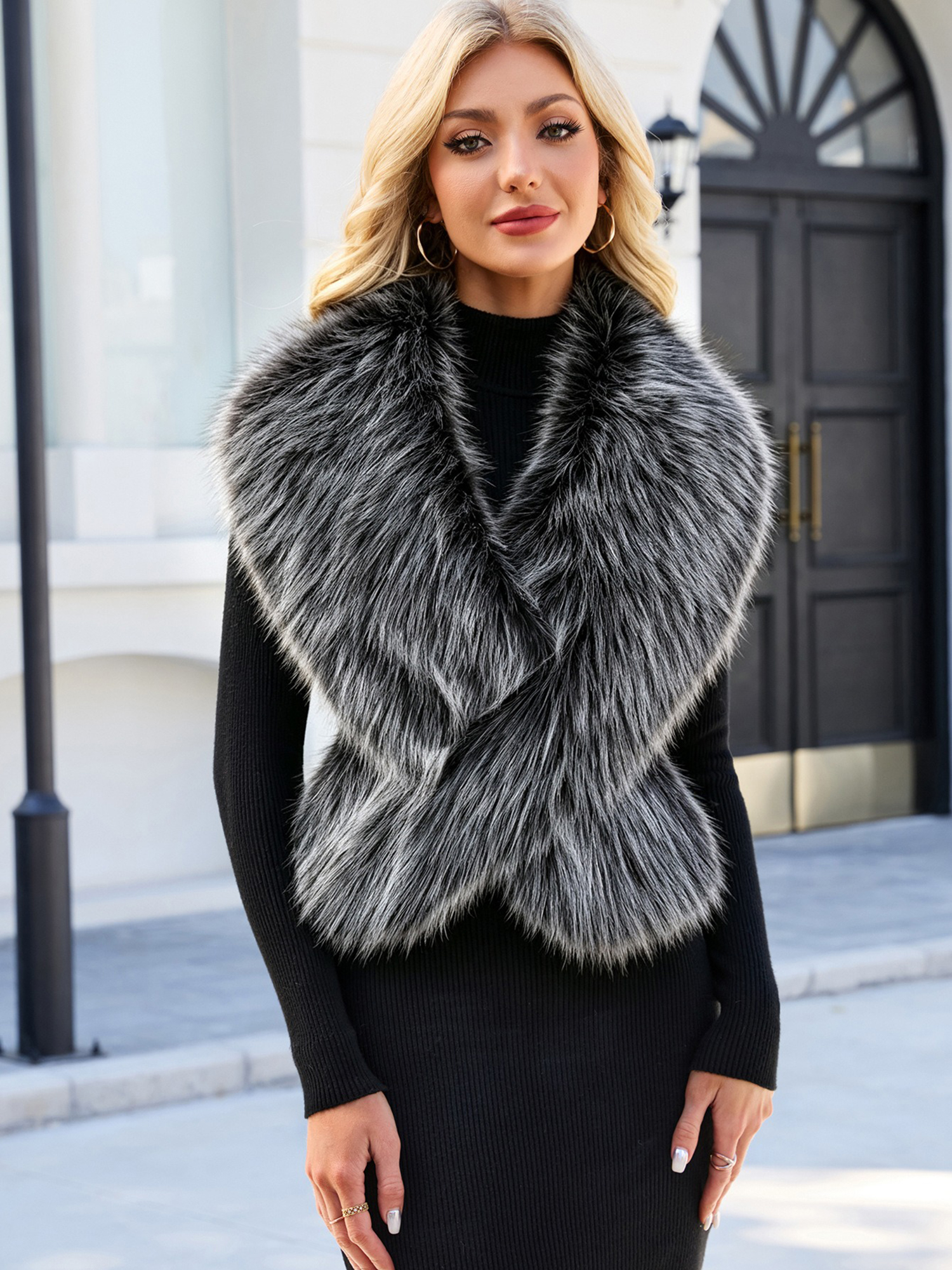Winter Artificial Faux Fur Shawl Warm Scarf Multicolour/M